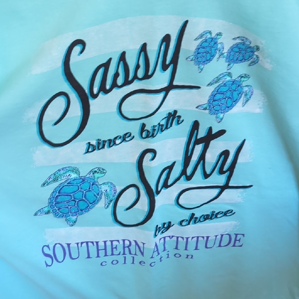 Sassy Salty Long Sleeve Shirt in Aqua By Southern Attitude - Picture 3 of 6
